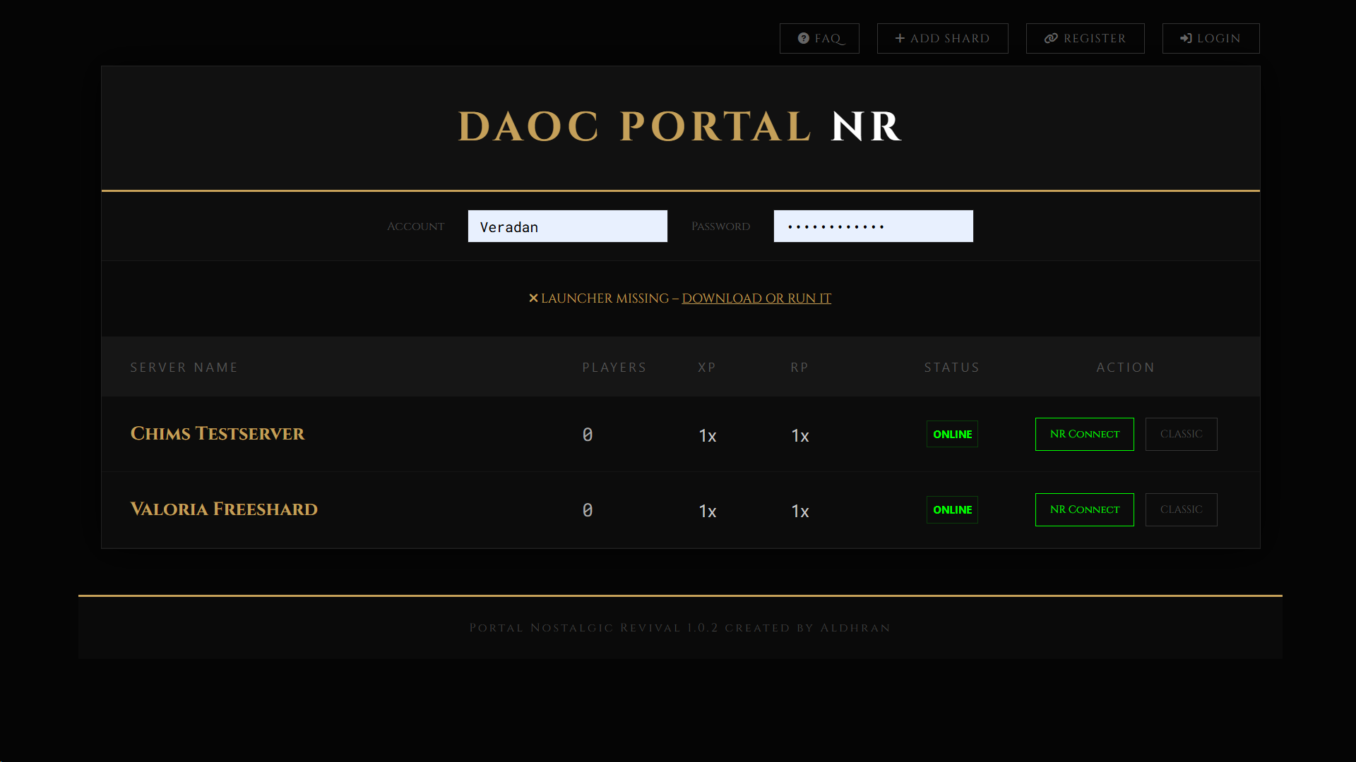 DAoC Portal NR Launcher